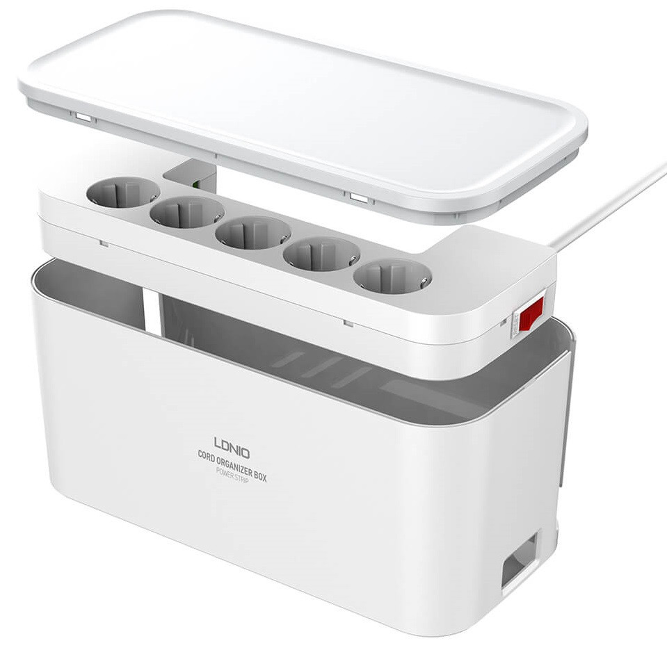 Роздільник мережі LDNIO Management SE5334 3USB, 5 розеток, 2 м, білий