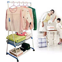 Передвижная напольная вешалка Clothes Rack Multi-Function / Двухъярусная вешалка для одежды