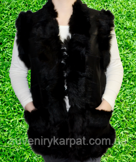 Шкіряний жіночий жилет, фото 1