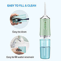 Ирригатор для полости рта 230 мл Portable Oral Irrigator / Портативный ирригатор для зубов насадки 2