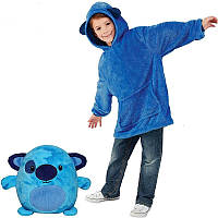 Дитячий плед з капюшоном і рукавами + Подарунок Дитячі теплі термошкарпетки / толстовка Huggle Pets Hoodie