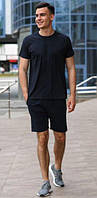 Спортивні Шорти чорні та футболка хлопцю Чоловічий комплект футболка+шорти трикотажний костюм хлопчику на літо