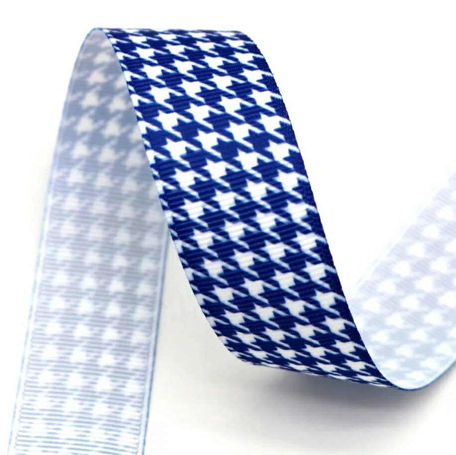 Репсова стрічка Гусячі лапки електрик шириною 2,5 см, фото 1