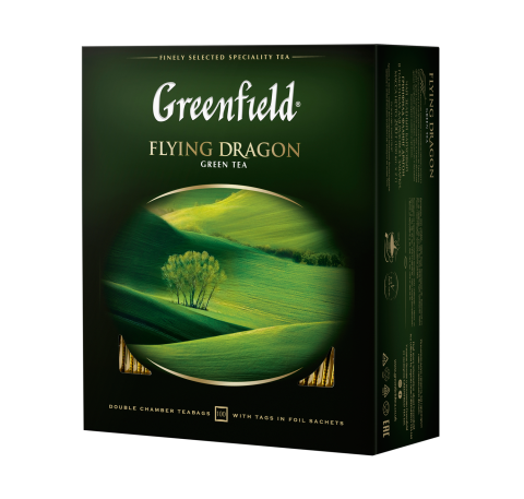 Чай зелений FLYING DRAGON 2гх100шт, "Greenfield ", пакет
