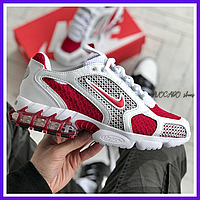 Кроссовки мужские Nike x Stussy Zoom Spiridon Cage 2 gray / Найк Стусси Зум Спиридон серые красные