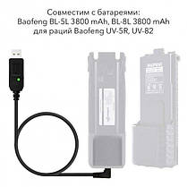 USB шнур для заряджання посилених акумуляторів Baofeng BL-5 / BL-5L / BL-8 на 3800 мАг, фото 3