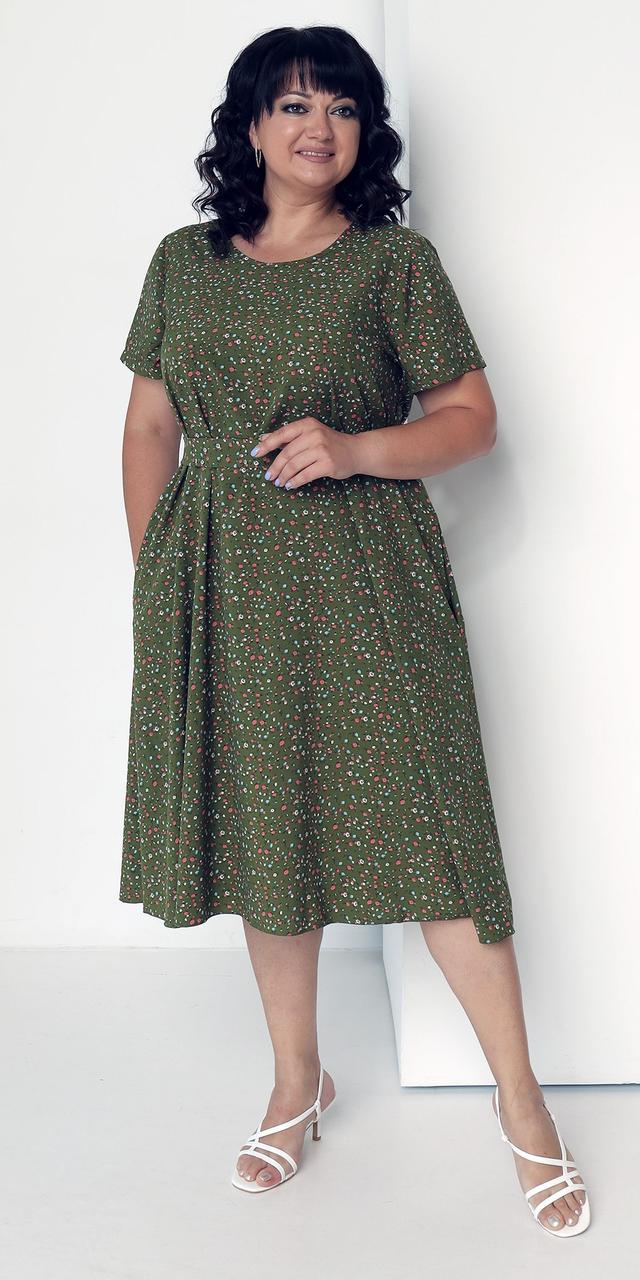 Удобное нежное женское платье из ткани софт, больших размеров - фото 1 - id-p1654312347