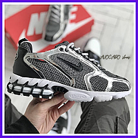 Кроссовки мужские Nike x Stussy Zoom Spiridon Cage 2 gray / Найк Стусси Зум Спиридон серые черные