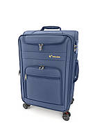 Дорожный средний чемодан Three Birds M на 4 колесах синий металлик хамелеон