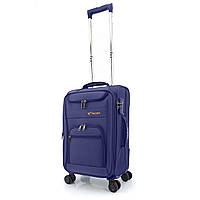 Дорожный чемодан ручная кладь для ноутбука Three Birds на 4 колесах синий металлик хамелеон