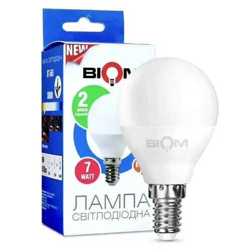 Світлодіодна лампа Biom BT-566 Е14 7W G45 4500K