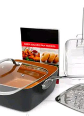 Сковорідка-фритюрниця квадратна з кришкою й антипригарним покриттям TOP KITCHEN (Німеччина) сотейники 8001, фото 4