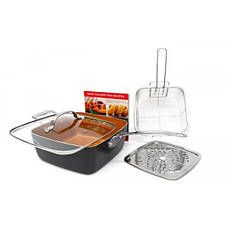 Сковорідка-фритюрниця квадратна з кришкою й антипригарним покриттям TOP KITCHEN (Німеччина) сотейники 8001, фото 5