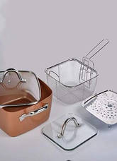 Сковорідка-фритюрниця квадратна з кришкою й антипригарним покриттям TOP KITCHEN (Німеччина) сотейники 8001, фото 6