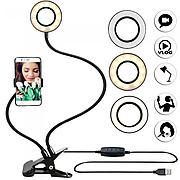 Тримач для телефона з лампою-підсвіткою кільце для блогерів стримерів гнучкий USB