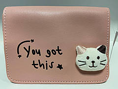 Стильна жіноча сумка з котиком D5053 Пудра