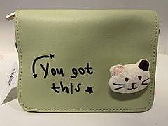 Стильна жіноча сумка з котиком D5054 Зелена