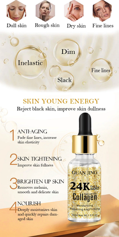 Сироватка проти зморщок GUANJING 24K Pure Gold Collagen зволожувальна 30 мл, фото 4