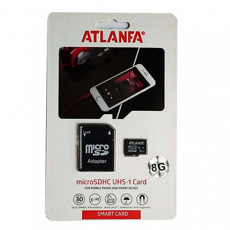 Картка пам'яті 8Gb class 10 (adapter SD) ATLANFA, фото 3