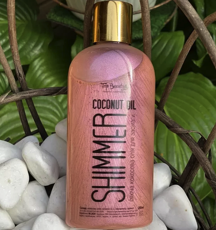 Кокосова олія для засмаги із шимером Top Beauty Coconut Oil Shimmer 200 мл Rose, фото 1