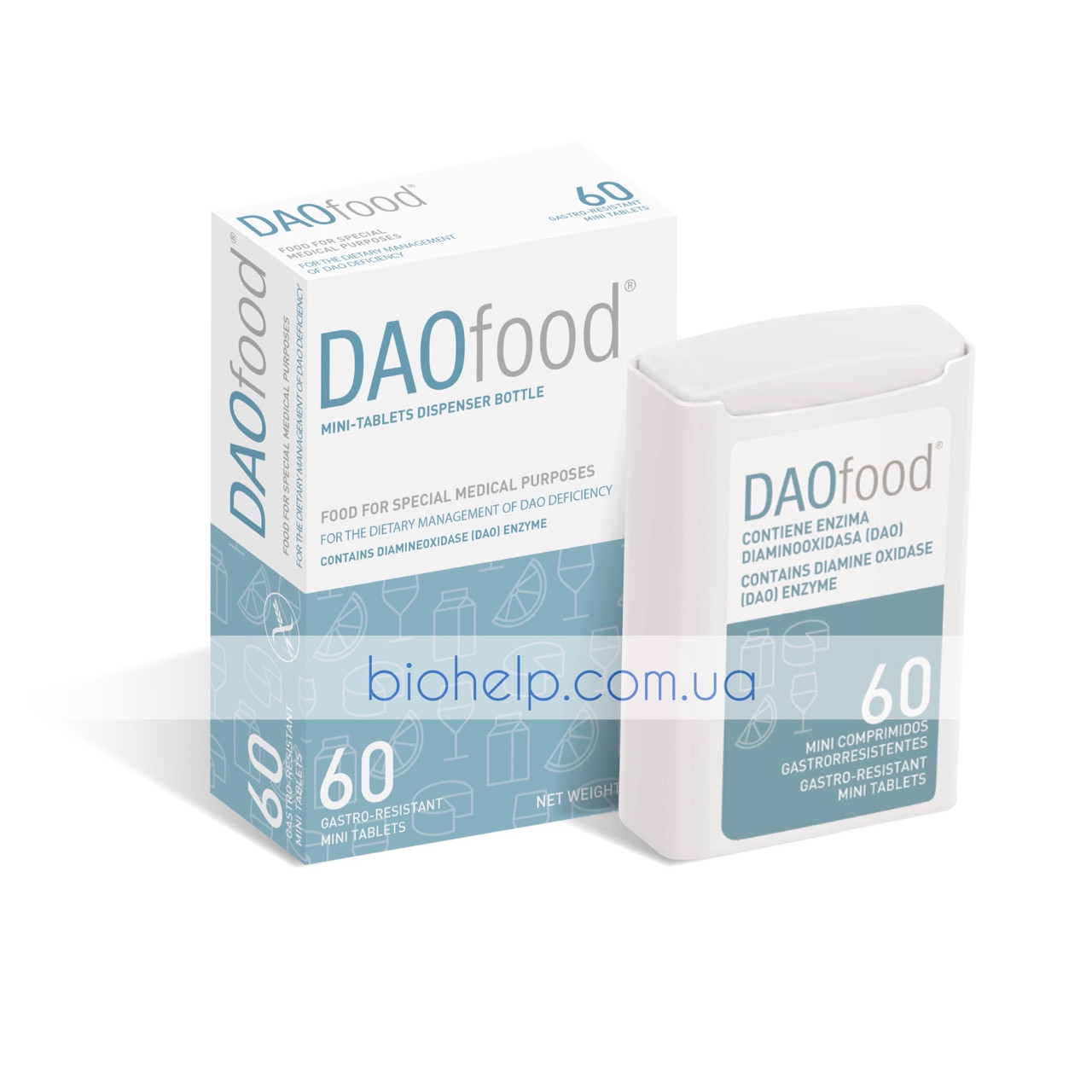 DAOfood 60 шт. диспенсер, міні таблетки/ДАО фуд нестерпності гістаміну BX430