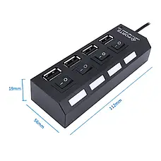 Хаб USB на 4 порти з вимикачами та підсвіткою HSM-50170 / Розгалужувач, спліттер, фото 3