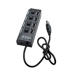 Хаб USB на 4 порти з вимикачами та підсвіткою HSM-50170 / Розгалужувач, спліттер, фото 4