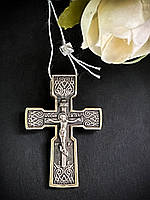 Серебряный крестик, 925 проба, позолота и чернение