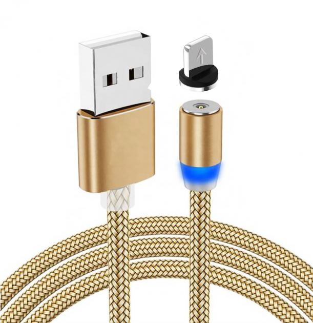Магнітний кабель для заряджання SKYDOLPHIN S59L Lightning Metal magnetic 1 м Золотий