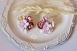 Великі сережки ручної роботи з квітами з полімерної глини "Карамельний букет", фото 7
