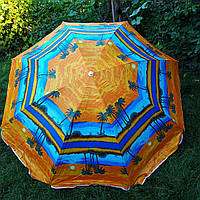 Пляжный садовый зонт оранжевый с пальмами усиленный 2,2 метра цвет 3а