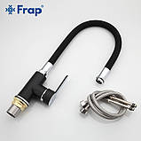 Змішувач для кухні Frap F4042 з гнучким виливом, чорний/хром, фото 3