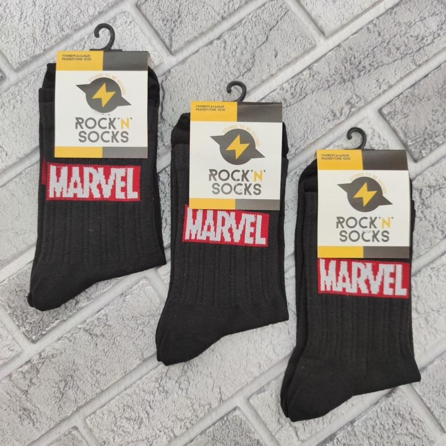 Шкарпетки з приколами демісезонні Rock'n ' socks 444-63 MARVELL чорні Україна one size (37-44р) 20009823