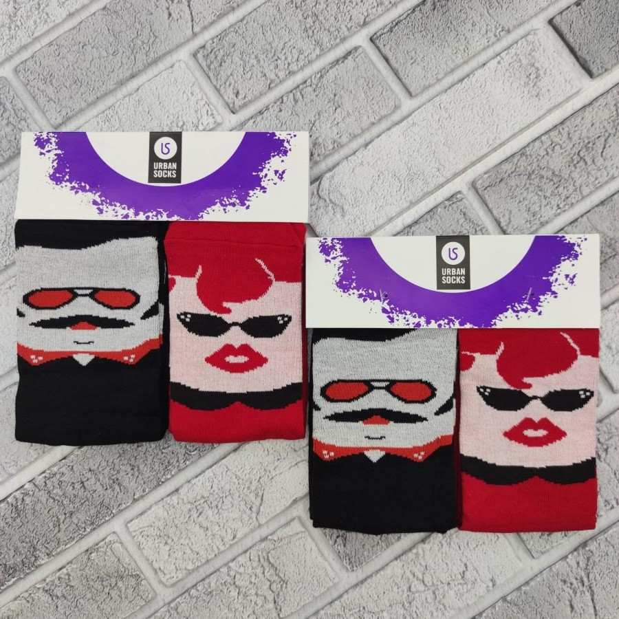 Парні шкарпетки для закоханих демісезонні SOCKS URBAN р.36-40,40-45 червоний та чорний 30034191