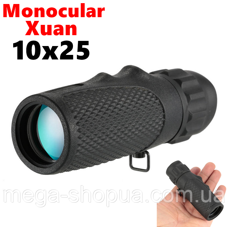 Компактний монокуляр об'єктив Mini 10x25 Monoscope S1. Підзорна труба телескоп для спостереження, риболовлі, полювання, фото 1