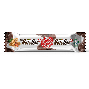 Батончик Power Pro Nuts Bar з арахісом та карамеллю БЕЗ ЦУКРУ, 70 г (2х35г)(20)