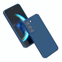 Силиконовый чехол для Samsung Galaxy S21 FE Синий микрофибра soft touch