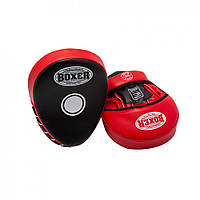 Боксерские лапы Boxer черно-красные гнутые кожвинил 0,8 мм