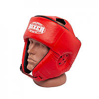 Кожаный шлем для каратэ BOXER красный L