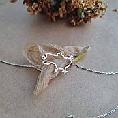 Кольє срібне Україна контур держави без камінців