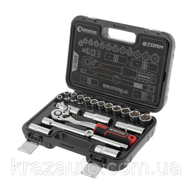 Набір інструментів 20 од. STORM, 1/2", Сr-V INTERTOOL ET-8020