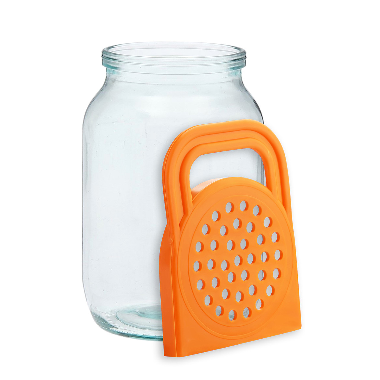 Кришка-друшляк на банку зливна з ручкою для зливу розсолу, маринаду, компоту з банки 12х9 см