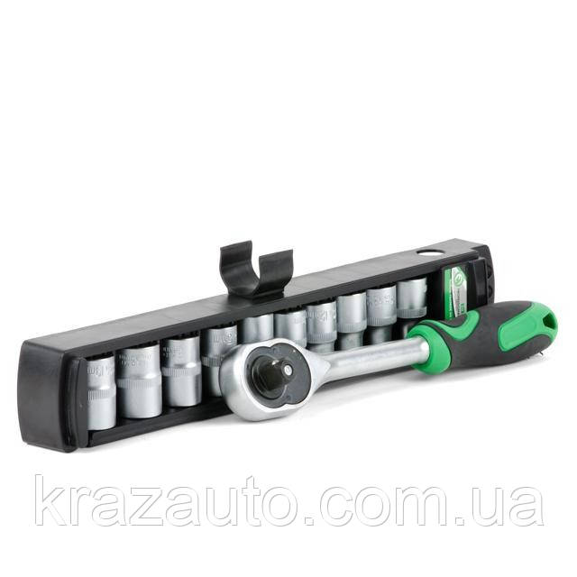 Набір головок на планці 1/4" 5-14 мм + ручка з храповим механізмом 1/4" INTERTOOL, фото 1