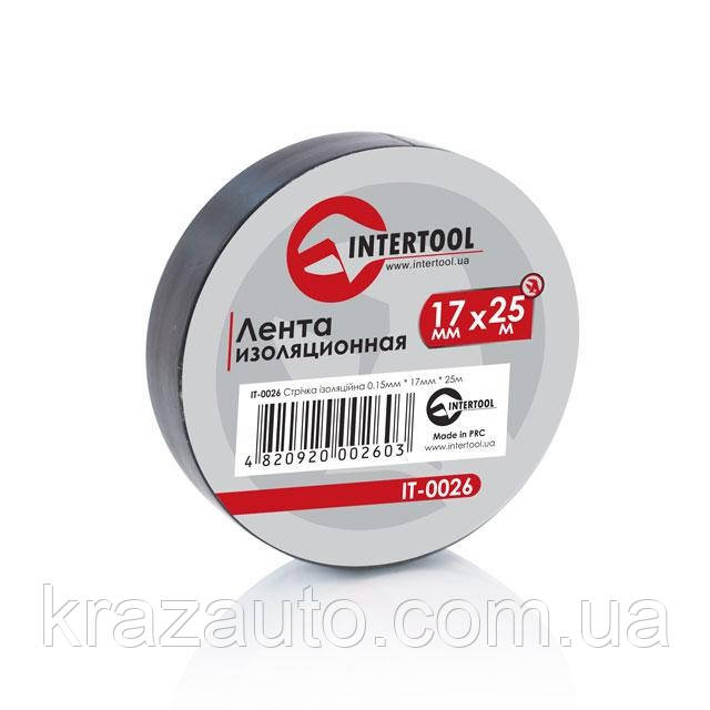 Стрічка ізоляційна, 17 мм * 25 м * 0,15 мм, чорна INTERTOOL IT-0026, фото 1