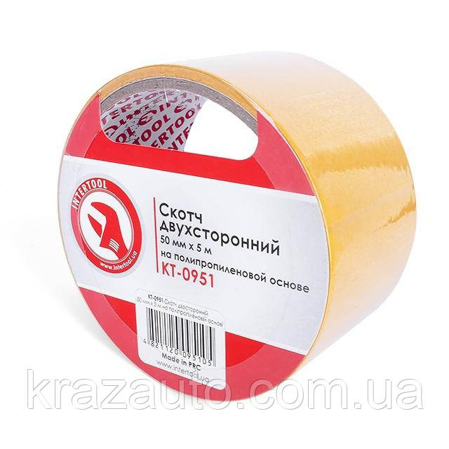 Скотч двосторонній 50 мм * 5 м на поліпропіленовій основі INTERTOOL KT-0951