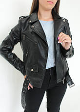 Куртка косуха жіноча молодіжна з натуральної шкіри Biker style., фото 2