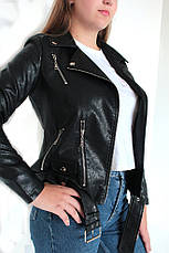 Куртка косуха жіноча молодіжна з натуральної шкіри Biker style., фото 2