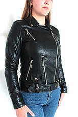 Куртка косуха жіноча молодіжна з натуральної шкіри Biker style., фото 3