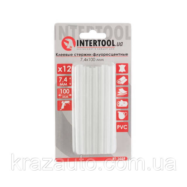 Комплект стрижнів клейових флуоресцентних 7,4 мм*100 мм, 12 шт. INTERTOOL RT-1039