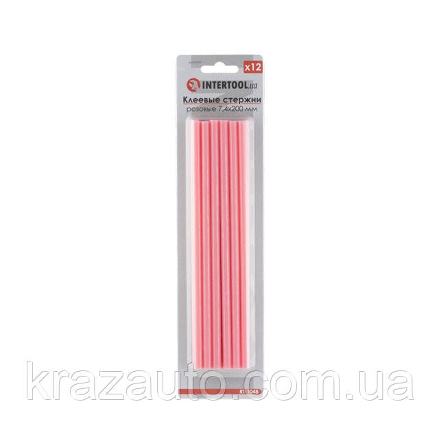 Комплект стрижнів клейових рожевих 7,4 мм * 200 мм, 12 шт. INTERTOOL RT-1048